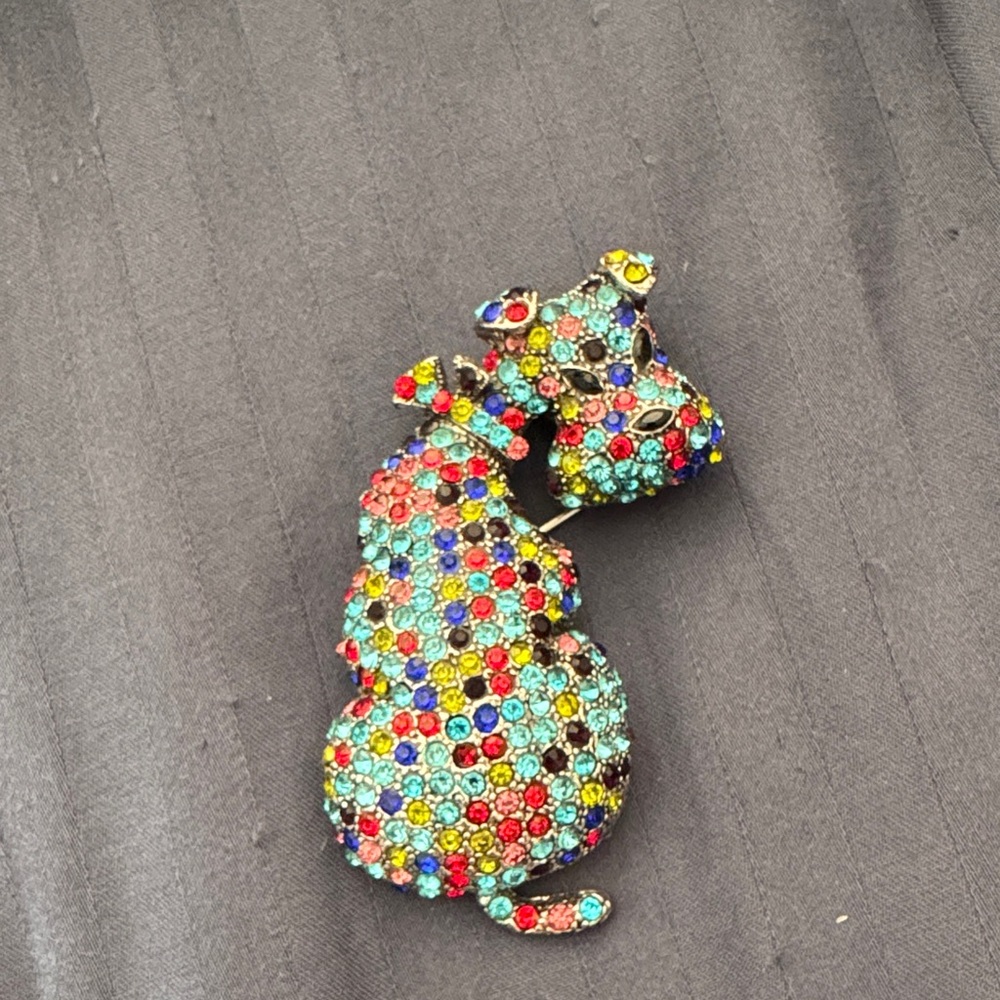 Dog Brooch multicolor crystal